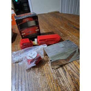 Vintage 70s Avon Red Sentinel Firetruck Deep Woods After Shave Talc Decater Full